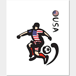 Dynamic USA Soccer Player Pose V1-2 Posters and Art